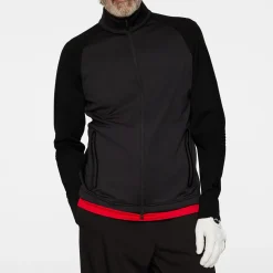 Devin Hybrid Knit Zip Sweater Svart>J.Lindeberg Outlet