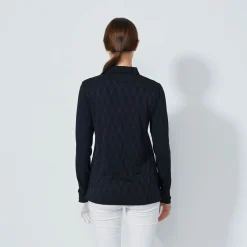 Graphic Jaquard Ls Poloshirt Svart>Daily Sports Outlet