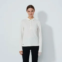 Graphic Jaquard Ls Poloshirt Vit>Daily Sports Sale