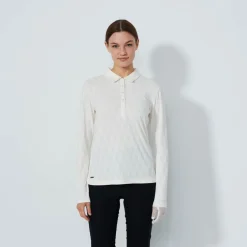 Graphic Jaquard Ls Poloshirt Vit>Daily Sports Sale