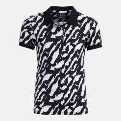 Jr Tech Hidden Button Pique AOP Svart Vit>Bogeys & Birdies Best