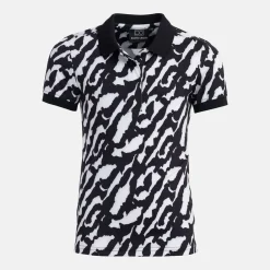 Jr Tech Hidden Button Pique AOP Svart Vit>Bogeys & Birdies Best