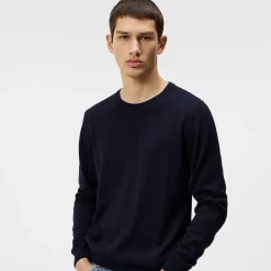 Lyle Merino Crew Neck Sweater Blå>J.Lindeberg New