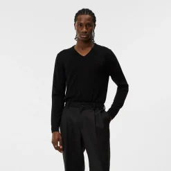 Lymann Merino V-Neck Sweater Svart>J.Lindeberg Discount