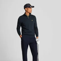 Merino Blend Quarter Zip Blå>Lyle & Scott Sale