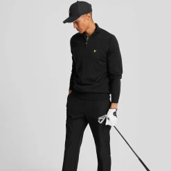 Merino Blend Quarter Zip Svart>Lyle & Scott Discount