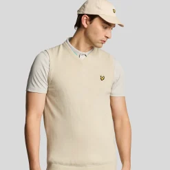 Slipover Merino Blend V-Neck Beige>Lyle & Scott Sale