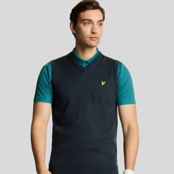 Slipover Merino Blend V-Neck Blå>Lyle & Scott New