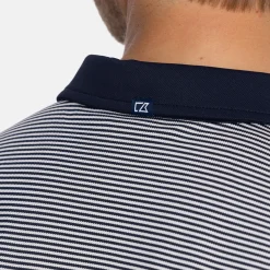 Virtue Polo Stripes Blå>Cutter & Buck Clearance