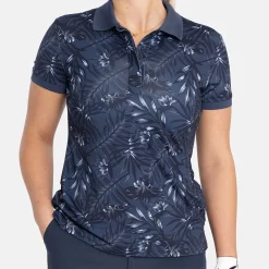W Tech Hidden Button Pique AOP Blå>Bogeys & Birdies
