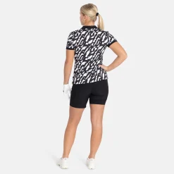 W Tech Hidden Button Pique AOP Svart Vit>Bogeys & Birdies Outlet